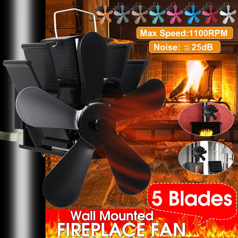 6.8/" 5 Blades Heat Self-Powered Stove Fan Wall Mounted Magnetic Fireplace Ecofan
