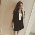thumbnail image 2 of Women's 2 Pieces Vintage Long Sleeve Lapel Blazer with Elastic Waist Shorts Set, 2 of 4