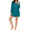 thumbnail image 2 of CAMISA DE SUEÑO DE MUJERES DE MANGAS LARGAS INSPIRAR CON SOLAPA NOTCHED Y BOTONES, VESTIDO DE NOCHE XL VERDE OSCURO, 2 of 6