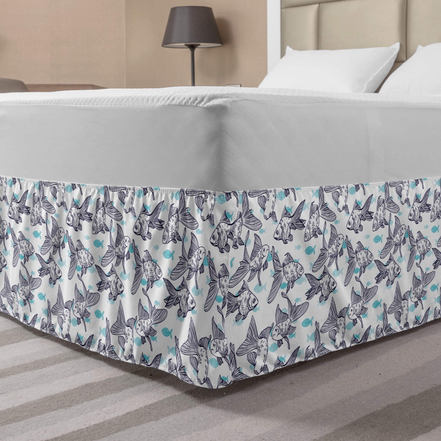 Fish Bed Skirt, Cartoon Style Outline Drawings of ...
