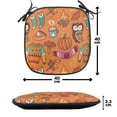 thumbnail image 4 of Autumn Chair Seating Cushion Set of 12, Seasonal Items Pumpkin Bonfire Owls Doodle Themed Fall Season Print, Seat Pads with Anti-slip Backing, 16"x16", Burnt Sienna and Multicolor, by Ambesonne, 4 of 7
