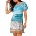thumbnail image 2 of Honeii Sunny Ocean Waves Print Women's Loose Short Sleeve Nightgown, Soft Cotton Sleepwear, Comfy Loose Fit Pajama Dress for Sleep and Lounge, 2 of 6