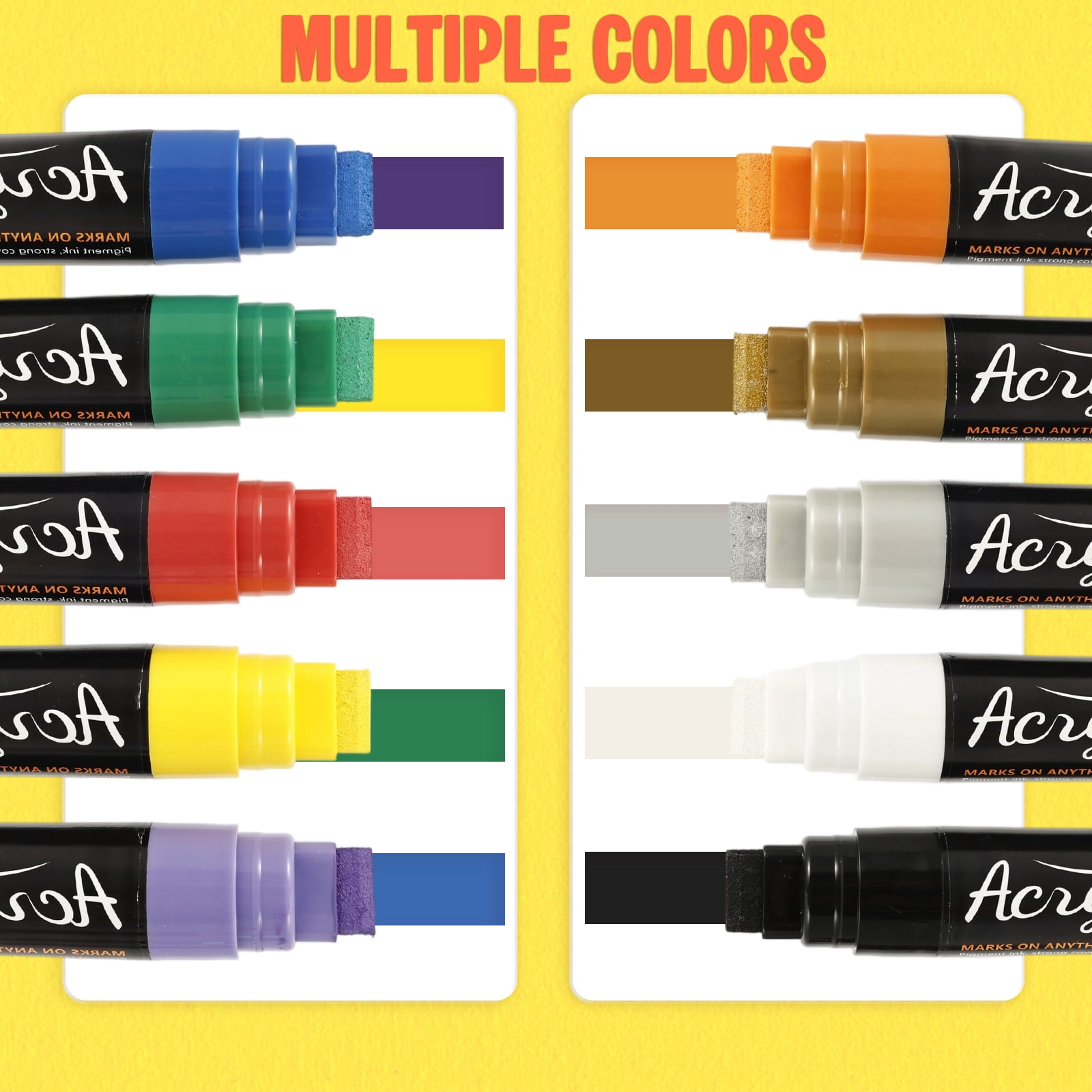 10 Pcs Acrylic Paint Marker 10 Colors Long Lasting Jumbo Poster Marker with 3 in 1 Tip Design for Artist Teenager Art Student Adult