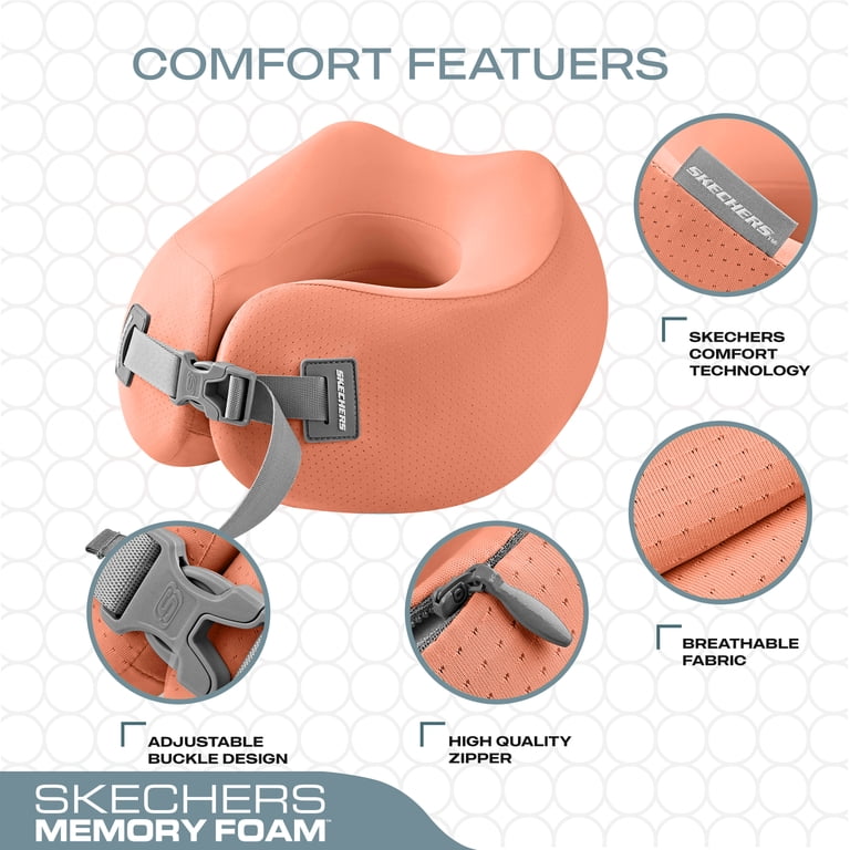 Skechers Memory Foam U-Shaped Travel Neck Pillow, Orange photo 2