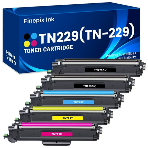 5-Pack TN229 Toner Cartridges High Yield with Chip Compatible for Brother TN229 HL-L3280CDW HL-L3220CDW MFC-L3720CDW MFC-L3780CDW HL-L3300CDW (2*Black Cyan Magenta Yellow)