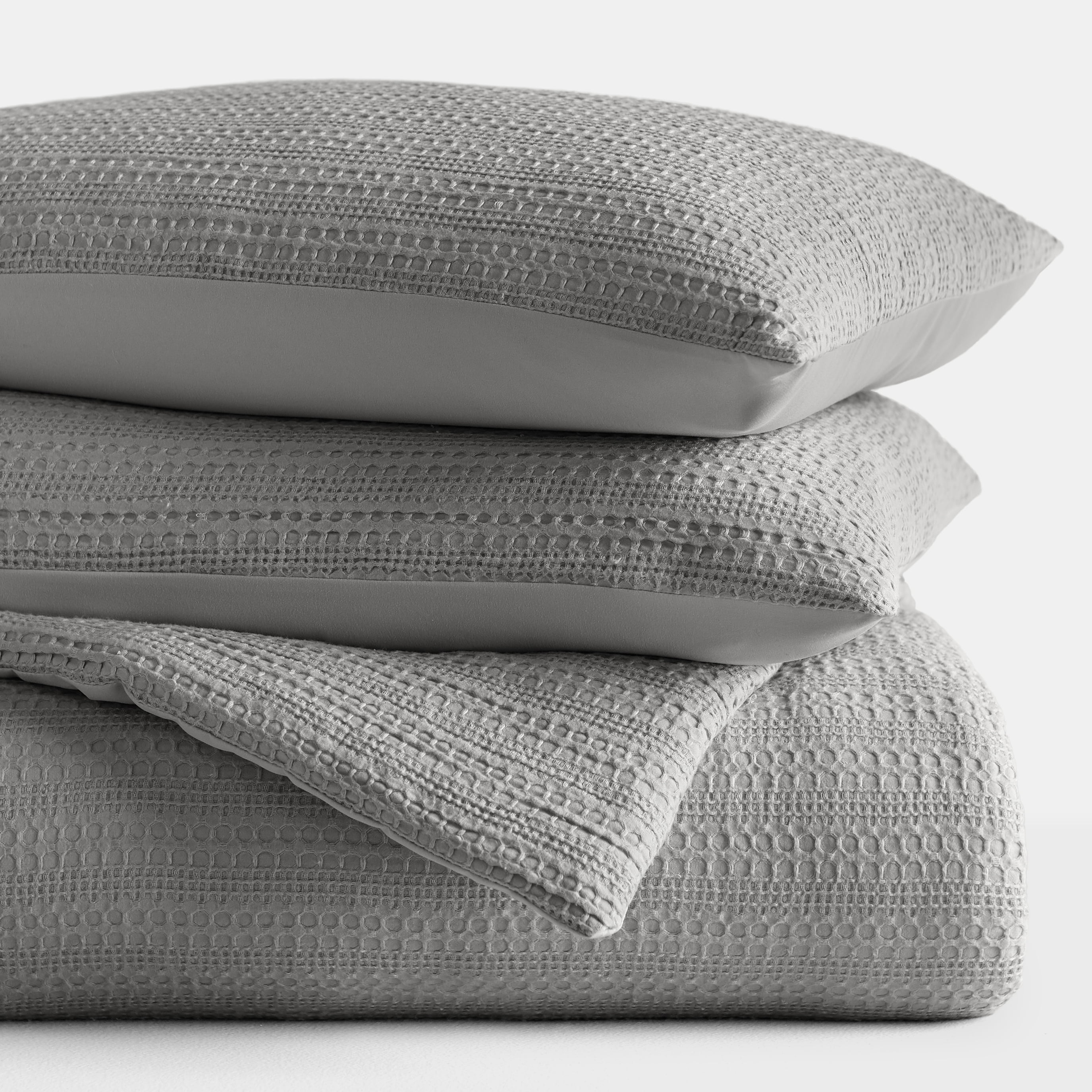 Textured Waffle Comforter Set in Fog Gray for Full/Queen Size Bedding by Comfort Canopy