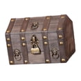 thumbnail image 3 of Tnarru Pirate Treasure Chest Keepsakes Box Wooden with Password Lock Handmade Vintage Design Creative Unique Storage Box Jewelry Box Gray, 3 of 8