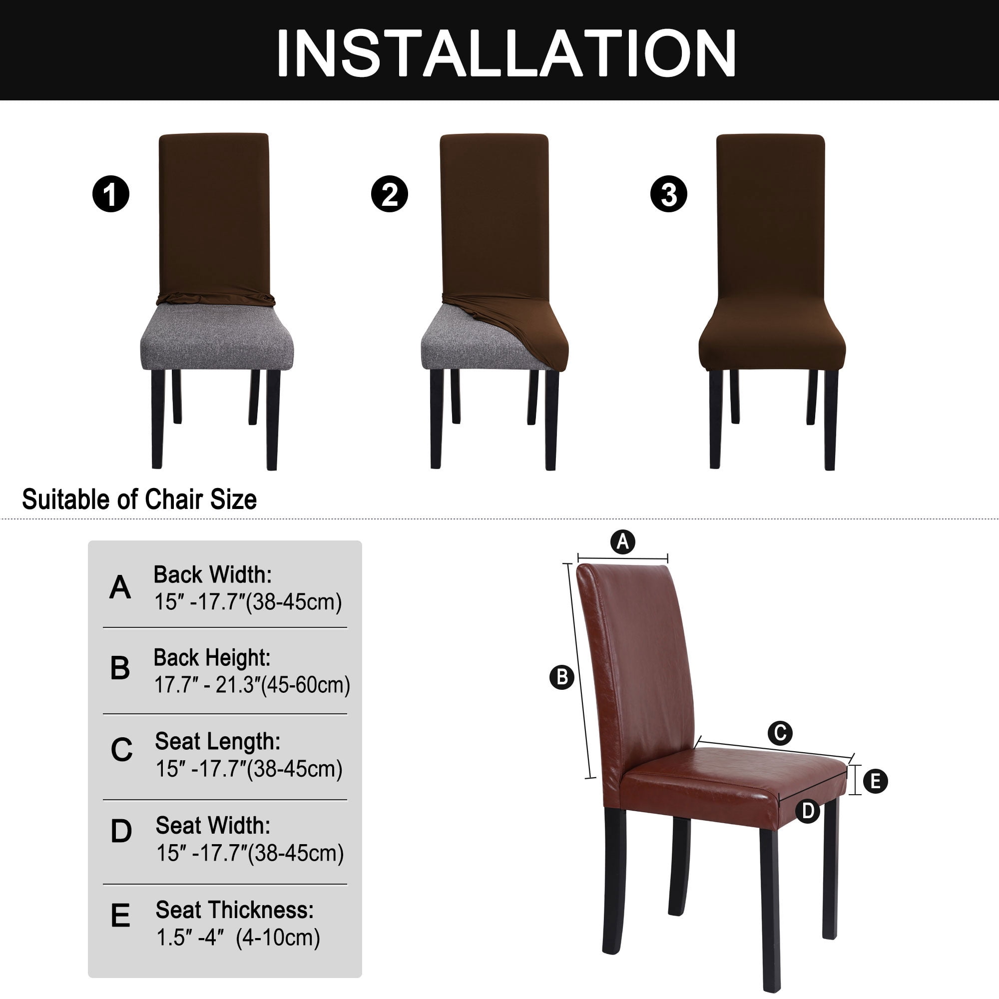 Unique Bargains Washable Stretch Chair Cover Dinning Room Removable Slipcovers Coffee Color