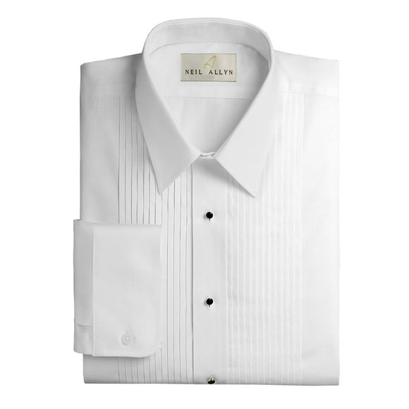 NEIL ALLYN Men's Slim FIT Lay-Down Collar 1/4 Pleats Tuxedo Shirt-XL-34-35 White