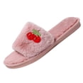 thumbnail image 2 of Taqqpue Open Toe Slipper for Women Women Fashionable Casual Winter Open Toe Home Friendly Soft Cotton Flat Slippers Fuzzy House Slippers Gift for Women, 2 of 9