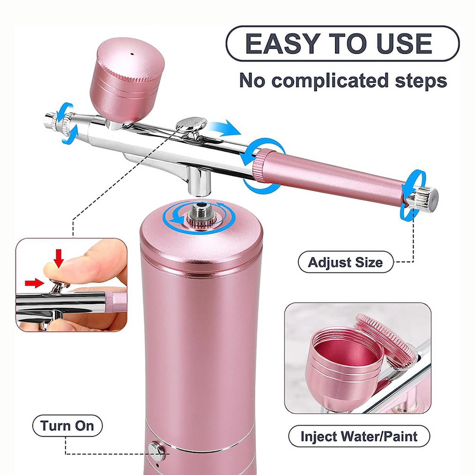 Rechargeable Cordless Airbrush Compressor with 0.4mm Nozzle for Barber, Nail Art, Makeup, Model Painting