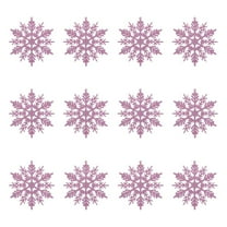 SLYNSHome 12Pcs Christmas Pink Snowflakes Decorations,Plastic Glitter Snowflake Ornaments for Winter Winter Wonderland Party Supplies