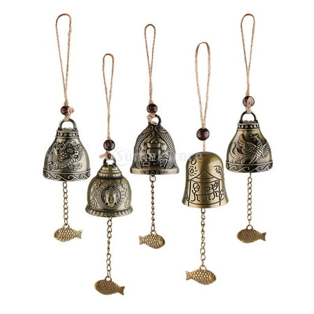 5 Pieces Vintage Metal Fortune Feng Shui Chime Door Yard Garden Hanging Decoration