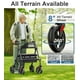 thumbnail image 5 of Andador plegable HOMLAND con asiento para personas mayores, ruedas grandes de 8", capacidad de peso de 350 lb, asas y altura del asiento ajustables, andador ligero con ruedas, color negro, 5 of 5