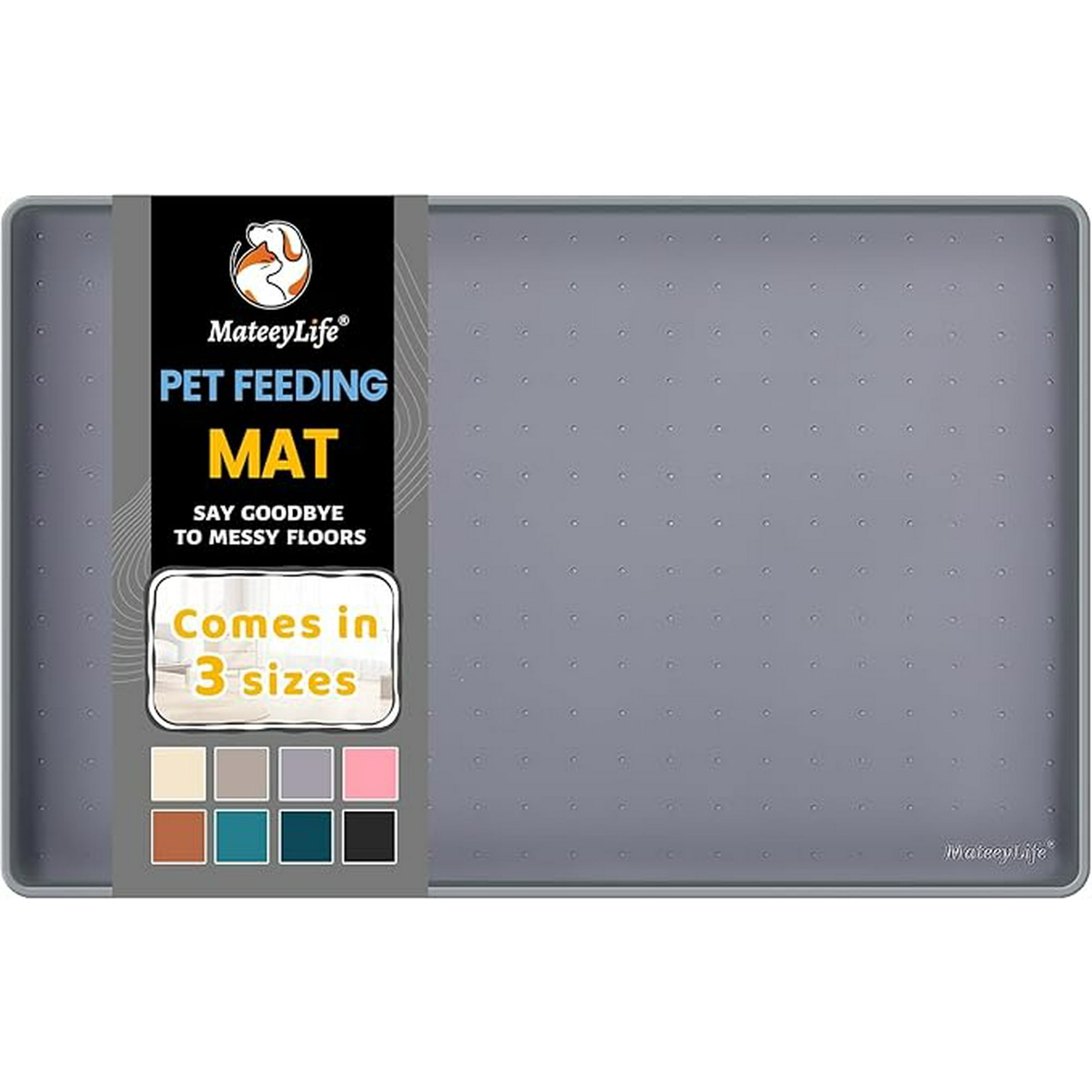 Silicone Cat & Dog Food Mat for Floors Waterproof, Anti-Slip Dog Bowl Mats for Food and Water, Pet Feeding Mats with Lip to Prevent Spills, Pet Placemat for Messy Drinkers to Protect Floors