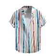 thumbnail image 2 of Blusa y camisa de manga corta con cuello vuelto para hombre, estilo casual, con botones, estampado playero, de manga corta, de poliéster, 2 of 7