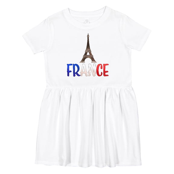 Inktastic France Eiffel Tower Flag in Text Girls Toddler Dress