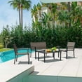 thumbnail image 4 of RONG-3 4 Pieces Patio Furniture Set Outdoor Garden Patio Conversation Sets Poolside Lawn Chairs with Glass Coffee Table Porch Furniture，Brown, 4 of 8
