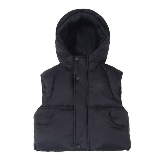 REDARER Girls Hooded Puffer Vest, Lined Windproof Jacket for Toddler Kids, Thermal Insulated Outdoor Wear,Size:1-2 Years