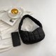 thumbnail image 3 of Bolsas de hombro para mujer Bolso de compras de color sólido simple acolchado de tela (negro), 3 of 8