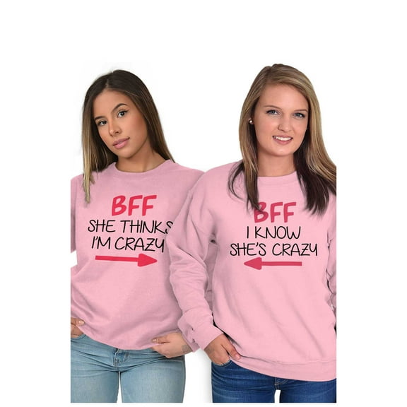 Funny Matching BFF Set for Besties Women Crewneck Sweatshirt Brisco Brands 2X