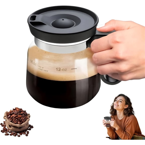 ACDANC 16 Oz Glass Coffee Mug – Coffee Pot Style,Coffee Pot Mug,Mini Coffee Pot Straw Lid with Handle,Unique Coffee Pot Style Cup with Lid Coffee Pot Coffee Mug
