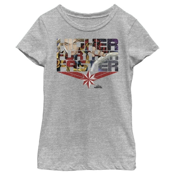 Girl's Marvel Captain Marvel Higher Comic Scenes Graphic Tee Athletic Heather Small