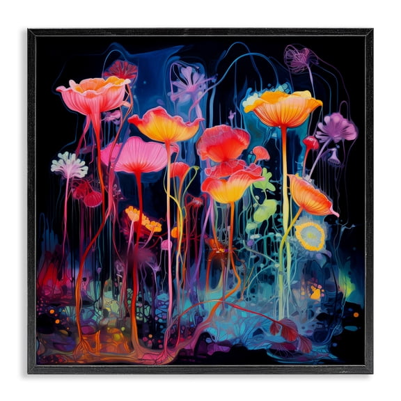 Stupell Industries Eclectic Abstract Hued Blossoms Black Framed Giclee Art, 12 x 12, by Nuk Nalandro