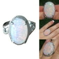 thumbnail image 3 of NUZYZ Women Oval Shape Artificial Opal Ring Finger Jewelry Gift, 3 of 8