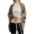 thumbnail image 1 of Doublju Womens Long Dolman Sleeve Open Front Round Shape Waffle Cardigan, 1 of 5