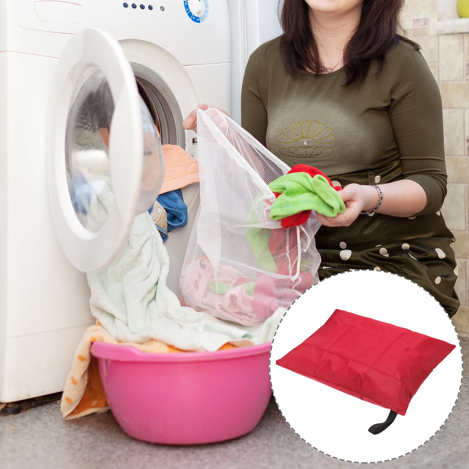 Unique Bargains Wet Dry Bags with Handle Zippered Pockets Red 20 x 15.7 Inch