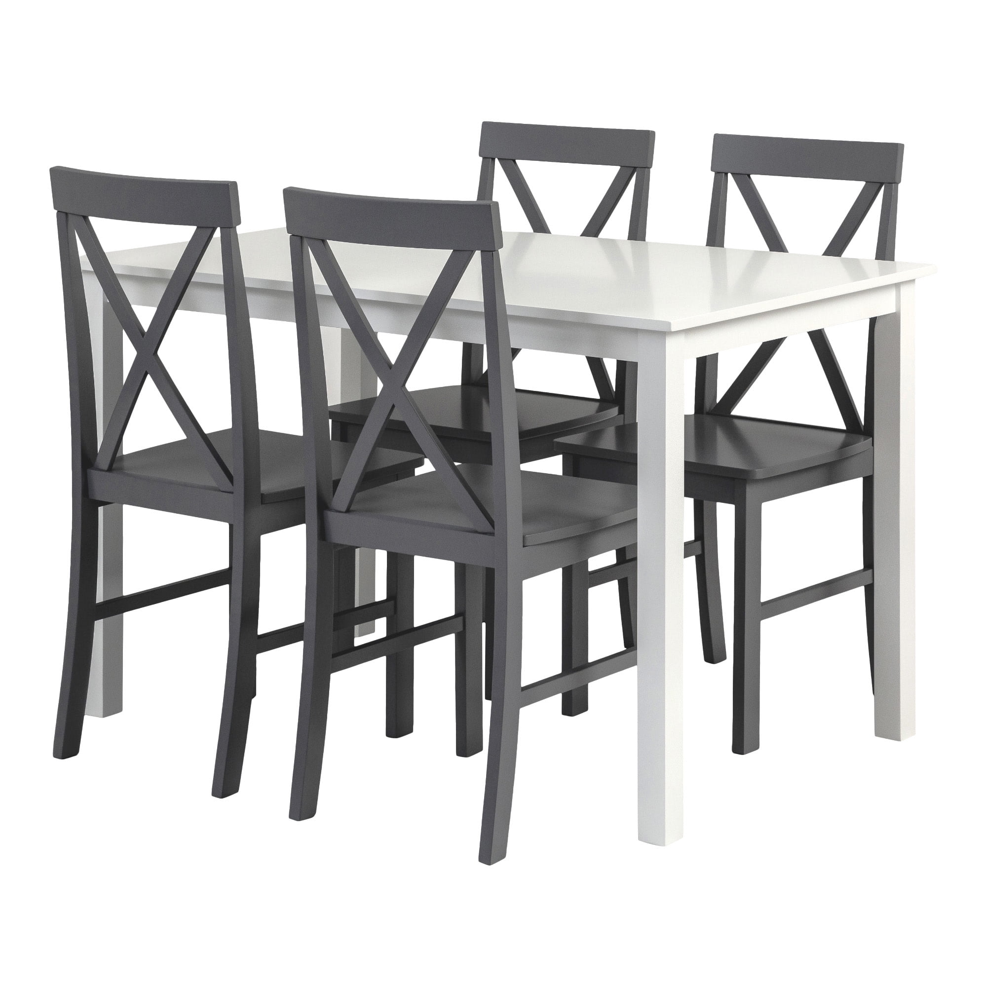 Walker Edison 5-Piece Solid Wood Farmhouse Dining Set - White/Grey