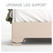 Einfach King Size Beige Fabric Upholstered Bed Frame with Adjustable Headboard, No Box Spring Needed, Low