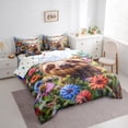 thumbnail image 3 of Manfei Brown Wild Sloth 7 Pieces Bedding Comforter Set,Colorful Floral Full Bedding Set,Natural Scenery Fitted Sheet Flat Sheet For Girls Kids,Breathable Home Decor Reversible, 3 of 8