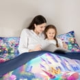 thumbnail image 4 of Metsweet Magical Unicorn Twin Bedding 7-Piece, Princess Castle Butterfly Bedding Comforter Set,Navy Blue Reversible, 4 of 6