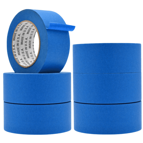 WOD Tape Blue Painters Tape 1.88 in x yd. Made in USA, 6 Pack