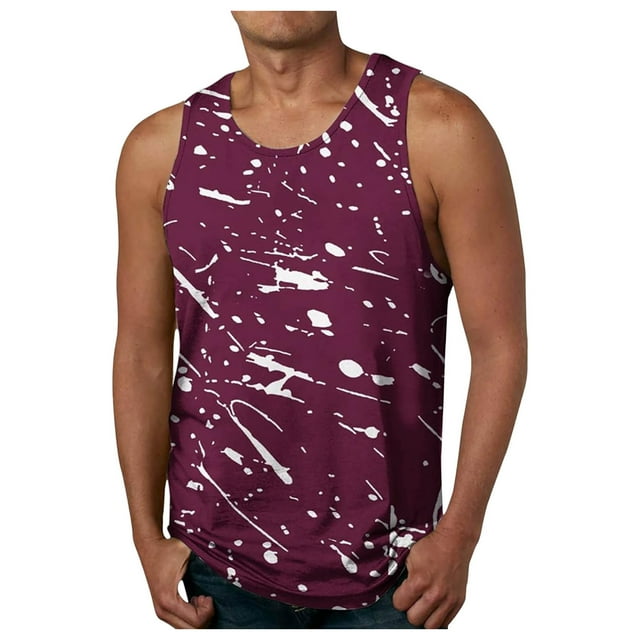 Ramiter Débardeurs de Gym pour Hommes Débardeurs d'Été T-Shirt Sans Manches Col Rond Fête Vin,m