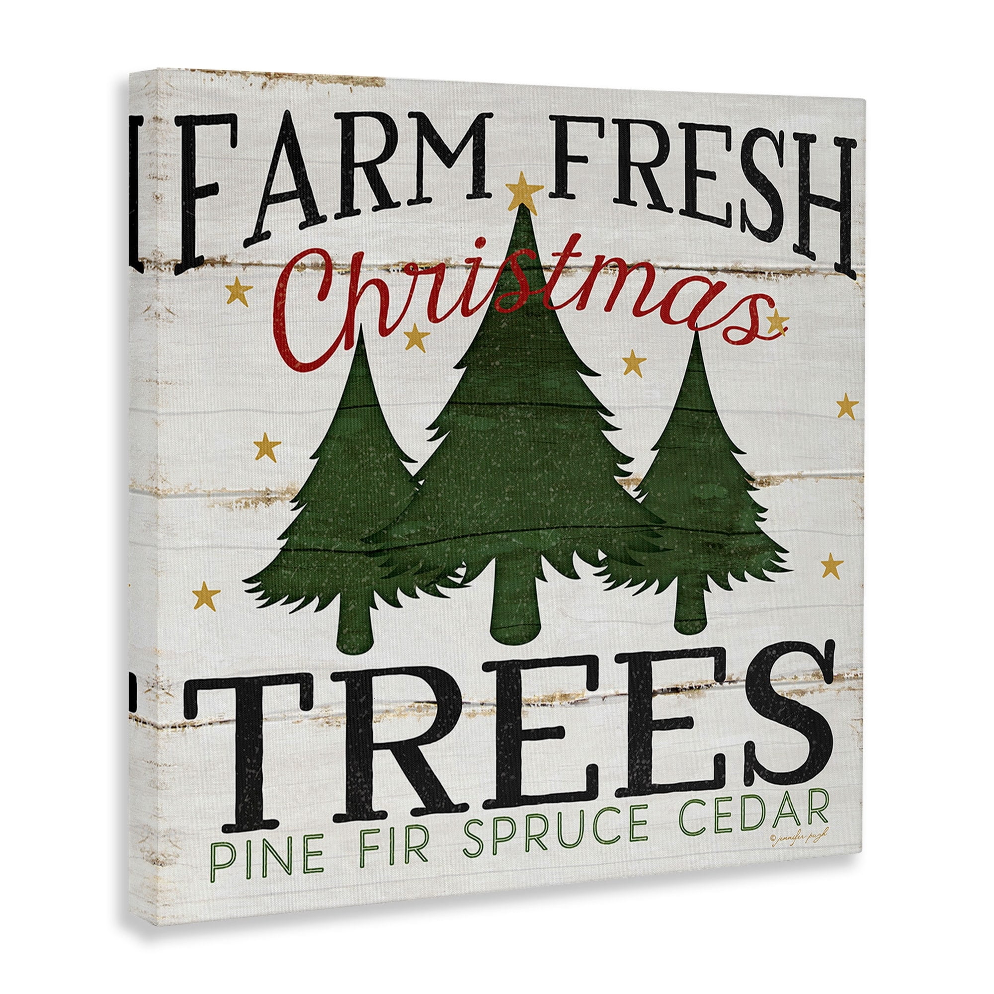 Farm Fresh Christmas Trees Holiday Gallery-Wrapped Canvas Print Wall Art, 17x17
