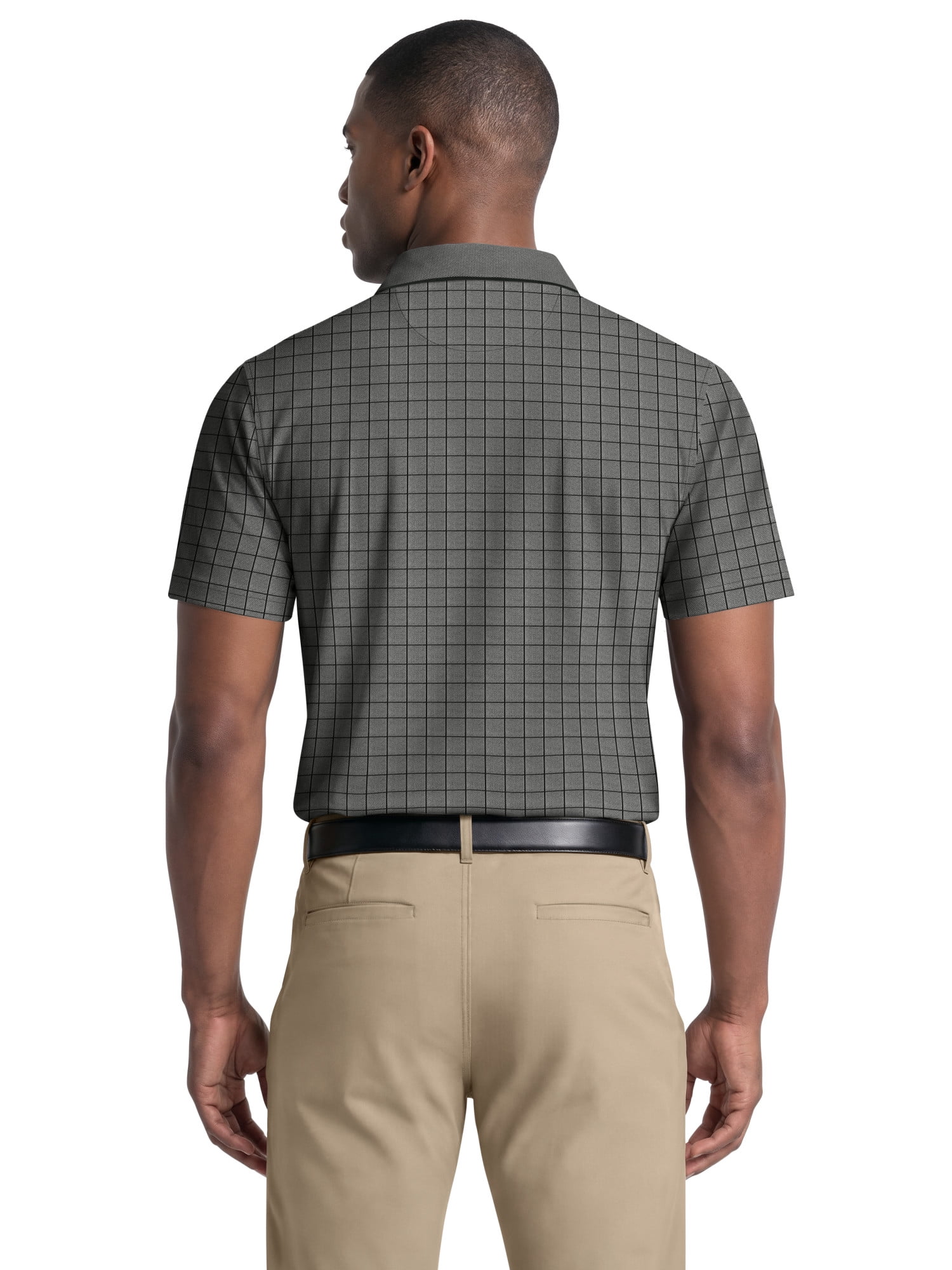 Ben Hogan Performance Men's & Big Men's Windowpane Jacquard Short Sleeve Golf Polo Shirt, Sizes S-4XLT