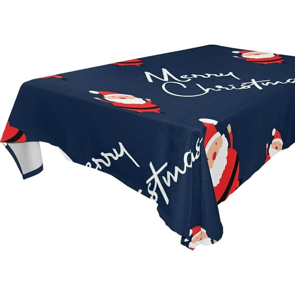 SKYSONIC Santa Claus Tablecloth Waterproof Washable Polyester Square Table Cover Durable Tablecloth for Kitchen Dining Table Party Decor (54 X 54 Inch)