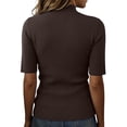 thumbnail image 4 of Lumtrix Womens Mock Neck Half Sleeve Sweater Ribbed Knit Slim Fit Shirt 2026 Summer Fall Dressy Casual Blouse Coffee 2XL, 4 of 4