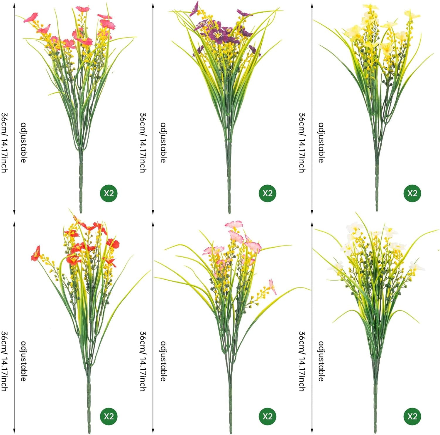 Artificial Flowers Outdoor No Fade UV Resistant Fake Plastic Flowers Faux Plants for Garden Patio Porch Window Box Home Wedding Farmhouse Hanging Décor