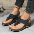 thumbnail image 3 of Ketyyh-chn99 Womens Sandals Dressy Shoes Ladies Slippers Dressy Wedge Sandals Women's Platform Sandals Casual Summer Comfortable Wedges Shoes Navy,9, 3 of 5