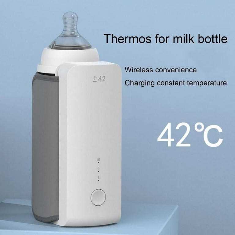 Portable Baby Bottle Warmer 5200mAh Battery Powered, Wireless Warms Formula  or Breastmilk,Smart Perfect for Travel Car, Fit Most