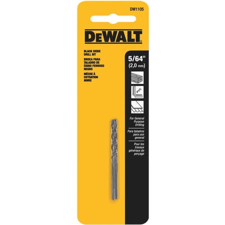 UPC: 0885911248532 | DeWalt DW1105 Black Oxide Drill Bits  5/64 In.  2-Pk. – Quantity 1
