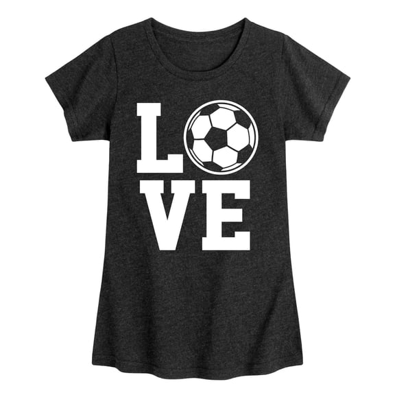 Instant Message - Love Soccer - Youth Girls Fitted Short Sleeve T-Shirt