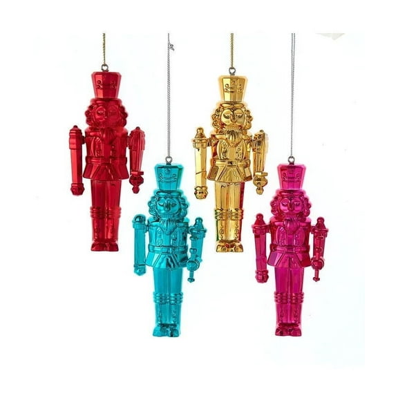 Set of 4 Colorful NUTCRACKER Plastic Christmas Ornaments, by Kurt Adler