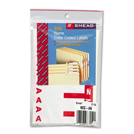 Smead Alpha-Z Color-Coded First Letter Name Labels- A & N- Red- 100/Pack