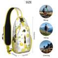 thumbnail image 3 of Yellow Lemon and Floral Pattern Sling Backpack, Cute Summer Fruit Print Crossbody Daypack, Retro Vintage Style, Lightweight and Durable, 3 of 6