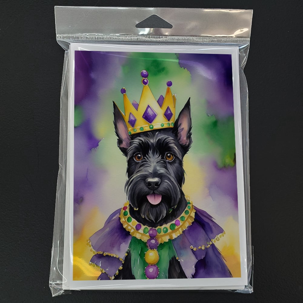 Scottish Terrier King of Mardi Gras Greeting Cards Pack of 8 7 in x 5 in